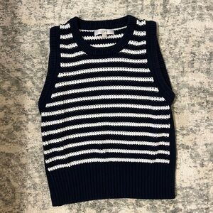 LOFT Navy and White Knit Sweater